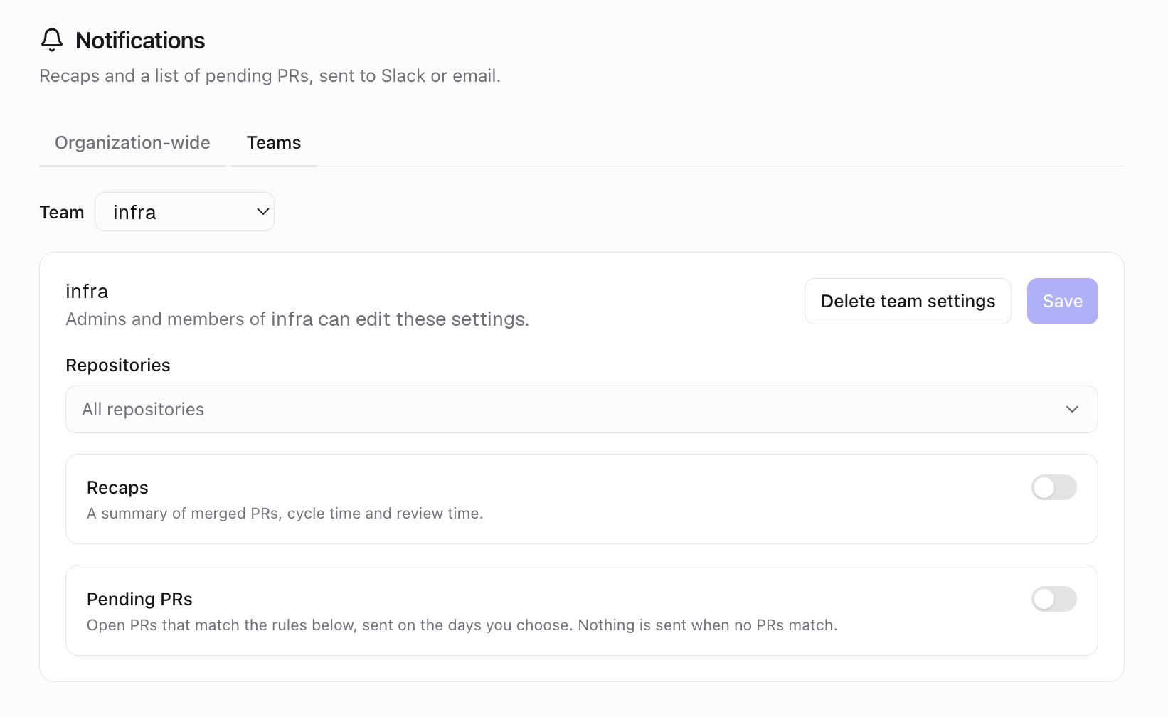 Team notifications